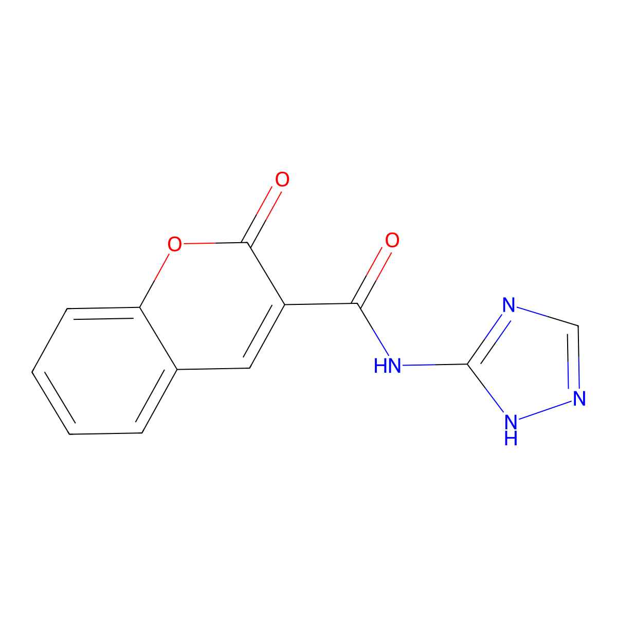 2H-1-Benzopyran-3-carboxamide, 2-oxo-N-1H-1,2,4-triazol-5-yl- molecular structure, CAS 3855-83-2