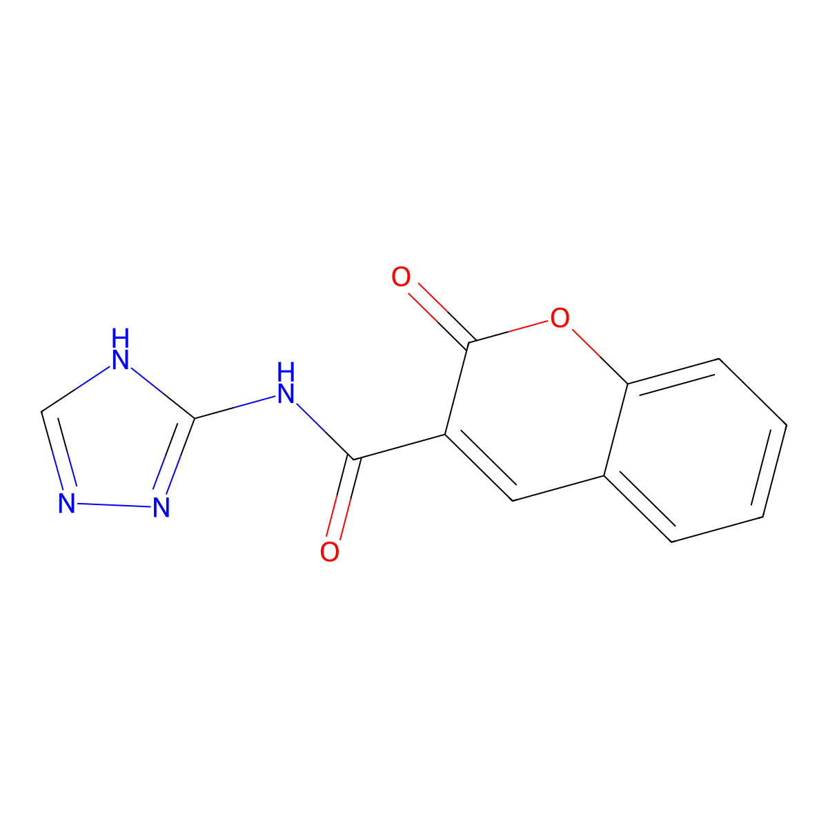 2H-1-Benzopyran-3-carboxamide, 2-oxo-N-1H-1,2,4-triazol-5-yl- molecular structure, CAS 3855-83-2