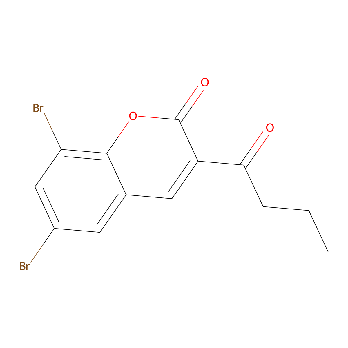 6,8-dibromo-3-butyryl-2H-chromen-2-one molecular structure, CAS 3855-85-4