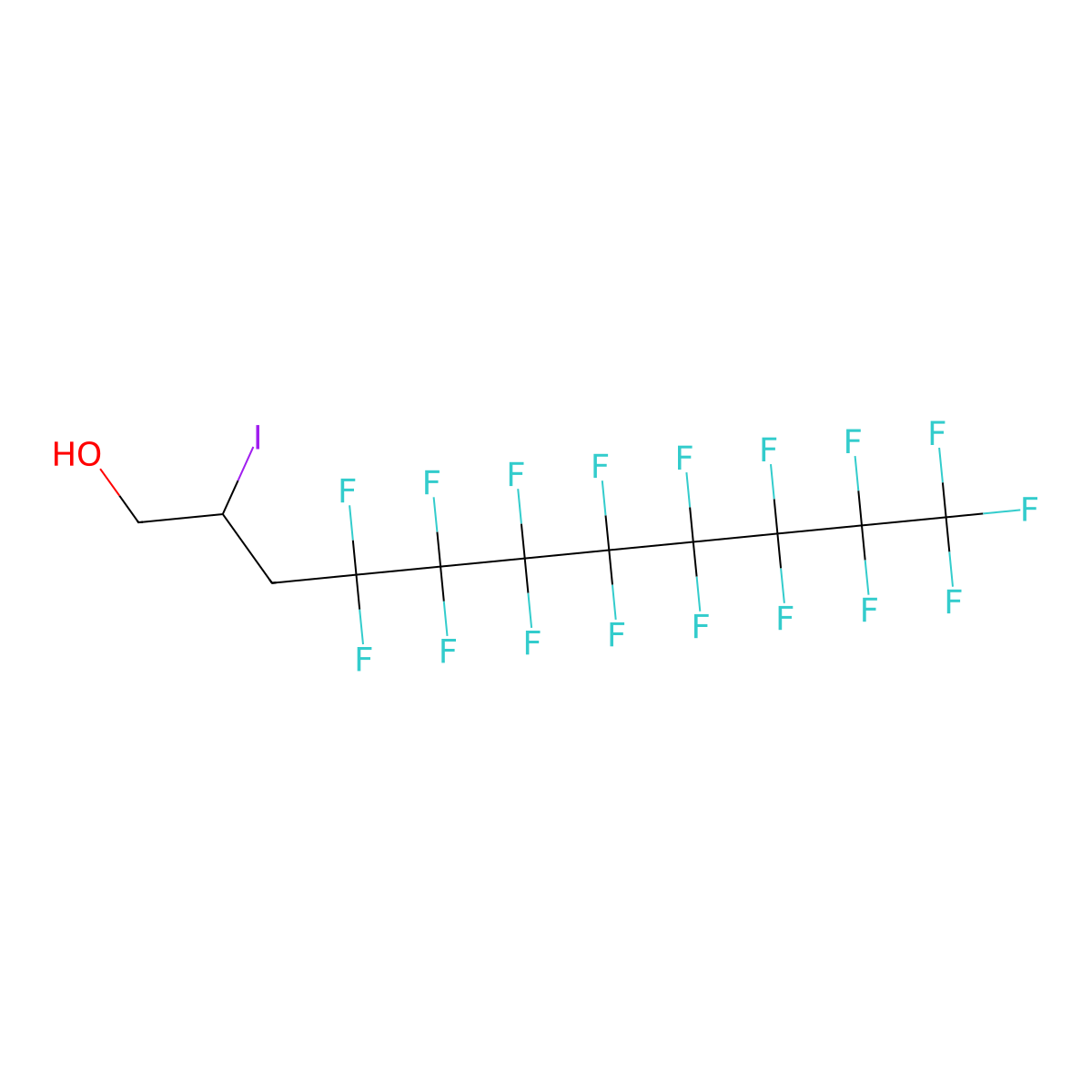 1-Undecanol, 4,4,5,5,6,6,7,7,8,8,9,9,10,10,11,11,11-heptadecafluoro-2-iodo- molecular structure, CAS 38550-45-7