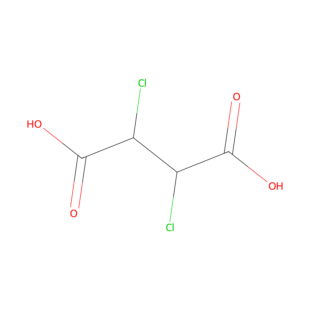Butanedioic acid, 2,3-dichloro-, (2R,3S)-rel- molecular structure, CAS 3856-37-9