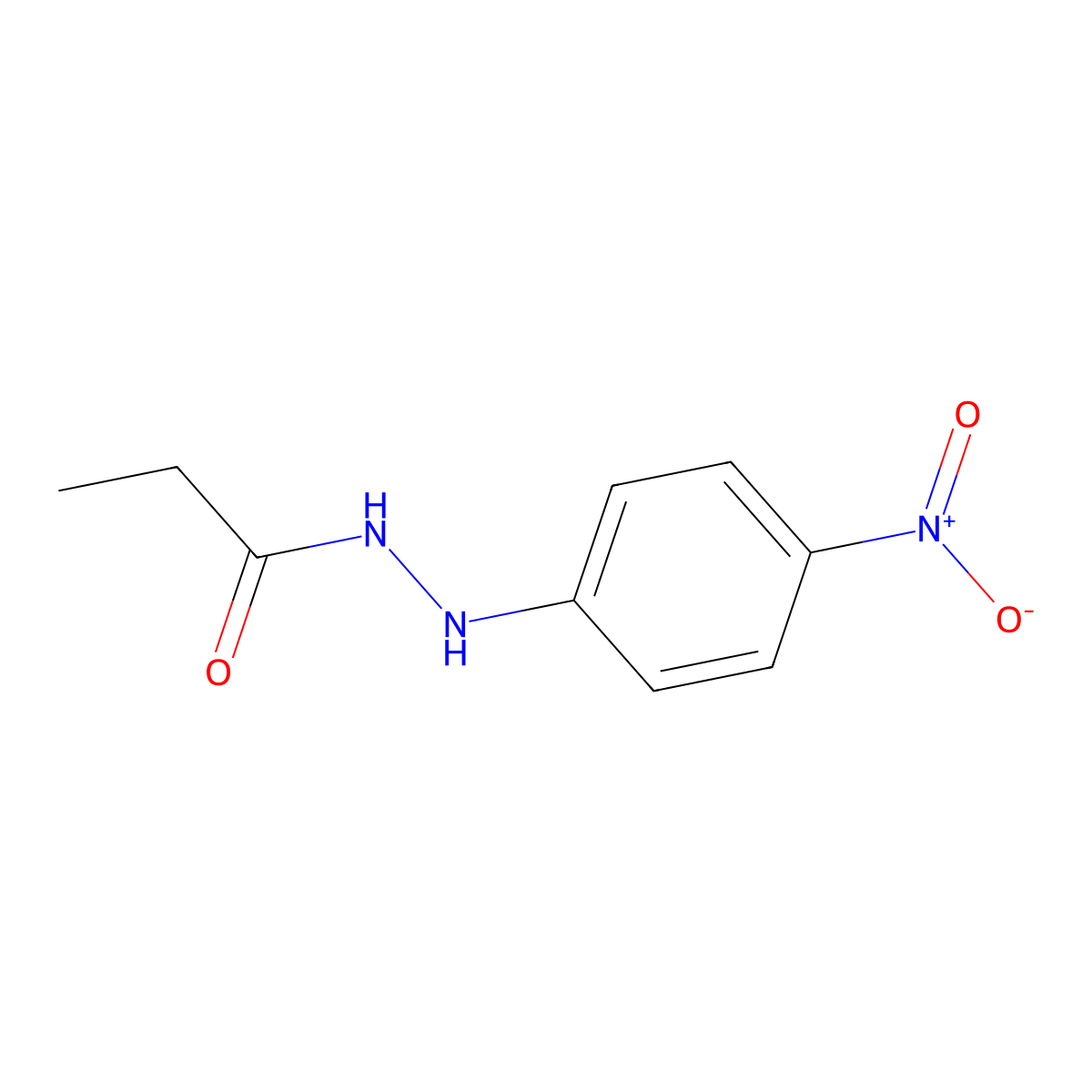 Propionic acid, 2-(p-nitrophenyl)hydrazide molecular structure, CAS 38562-39-9