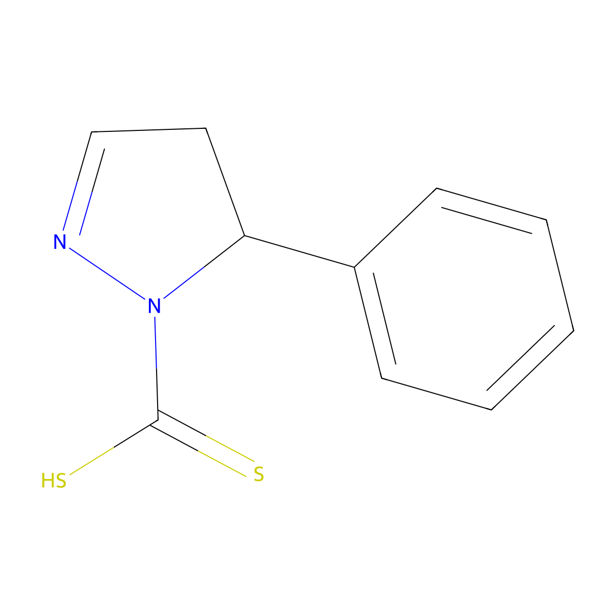 1H-Pyrazole-1-carbodithioic acid, 4,5-dihydro-5-phenyl- molecular structure, CAS 38567-25-8