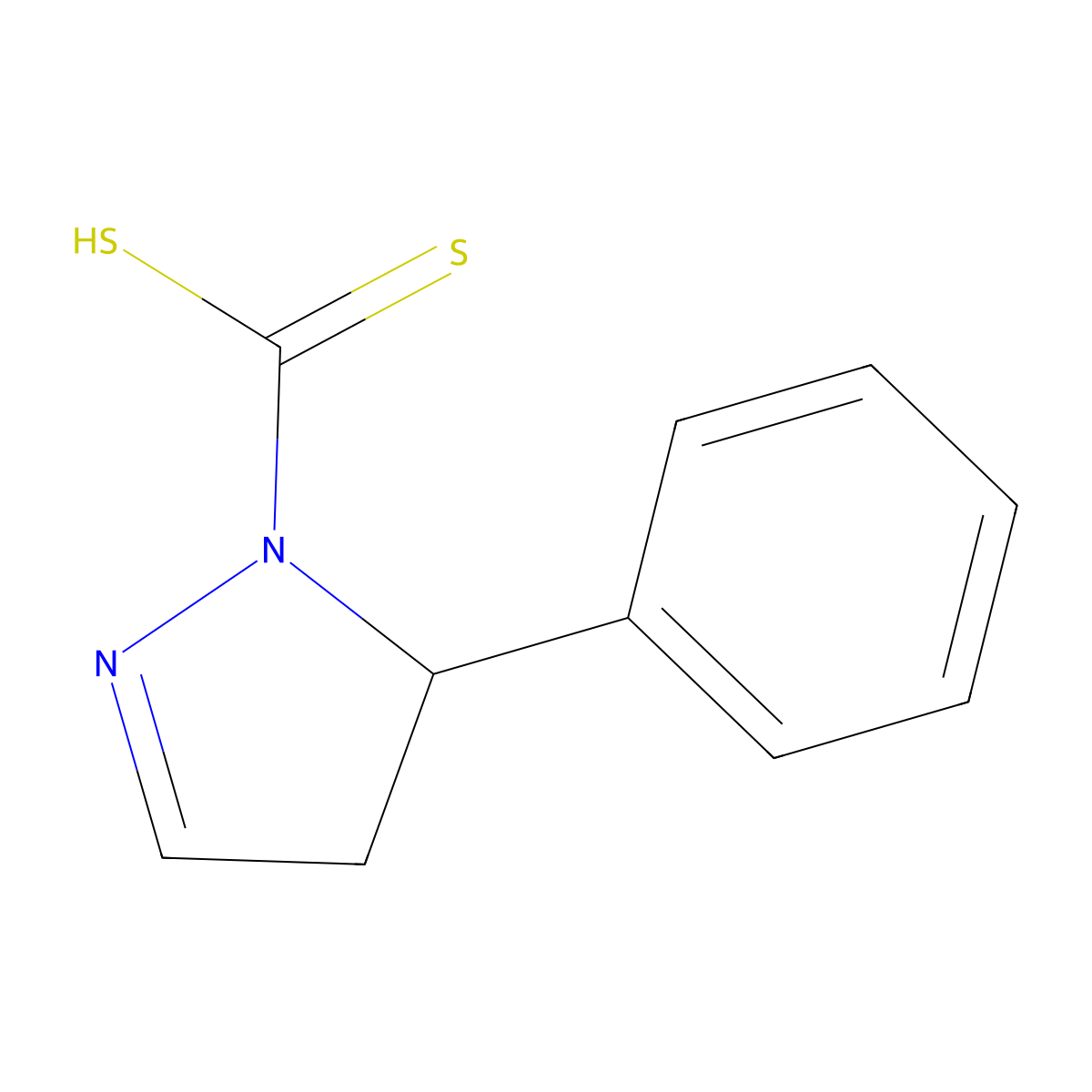 1H-Pyrazole-1-carbodithioic acid, 4,5-dihydro-5-phenyl- molecular structure, CAS 38567-25-8