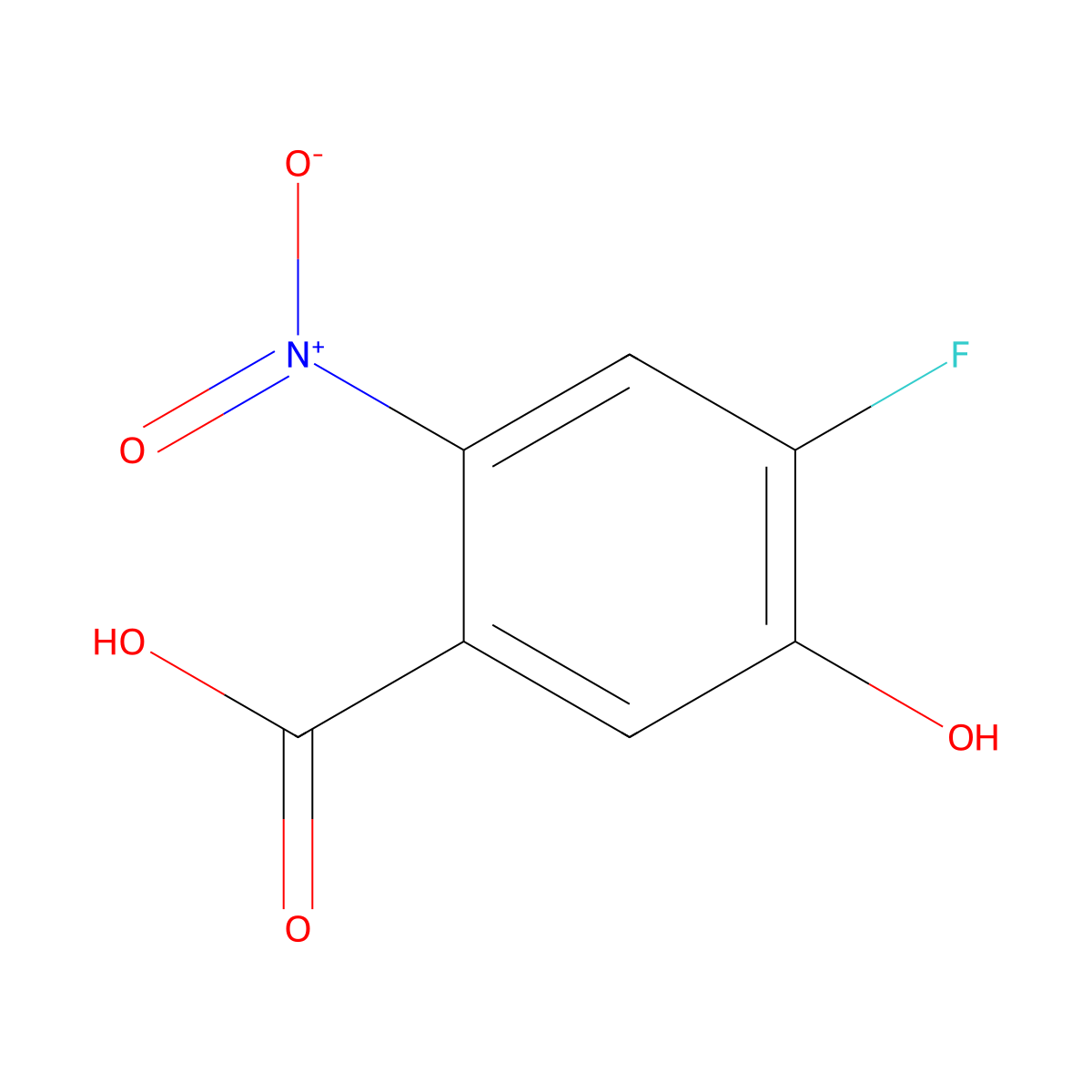4-Fluoro-5-hydroxy-2-nitrobenzoic acid molecular structure, CAS 38569-85-6