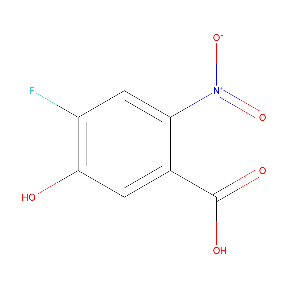 4-Fluoro-5-hydroxy-2-nitrobenzoic acid molecular structure, CAS 38569-85-6
