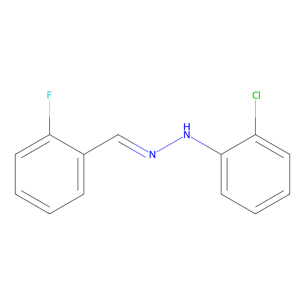 (E)-1-(2-chlorophenyl)-2-[(2-fluorophenyl)methylidene]hydrazine molecular structure, CAS 385768-26-3