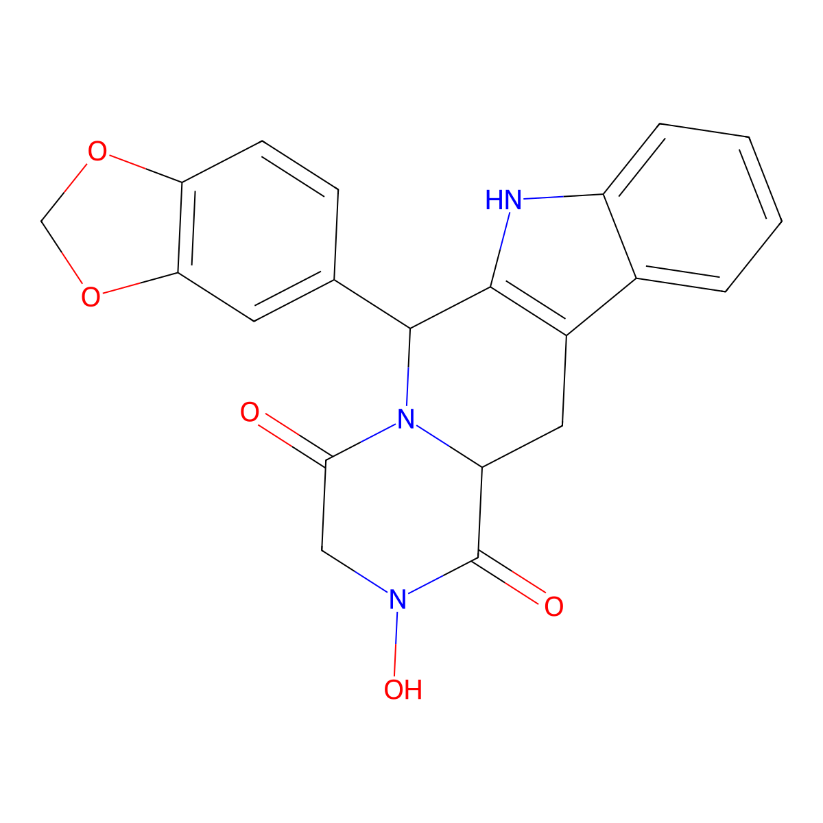 (6R,12AR)-6-(1,3-Benzodioxol-5-YL)-2,3,6,7,12,12A-hexahydro-2-hydroxypyrazino[1',2':1,6]pyrido[3,4-B]indole-1,4-dione molecular structure, CAS 385769-80-2