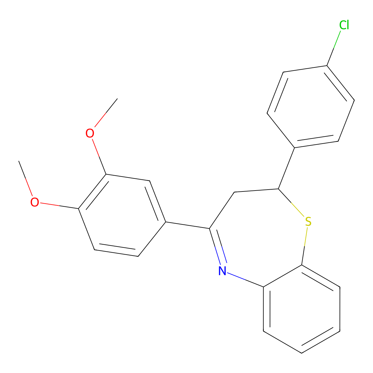 2-(4-Chlorophenyl)-4-(3,4-dimethoxyphenyl)-2,3-dihydro-1,5-benzothiazepine molecular structure, CAS 385786-05-0