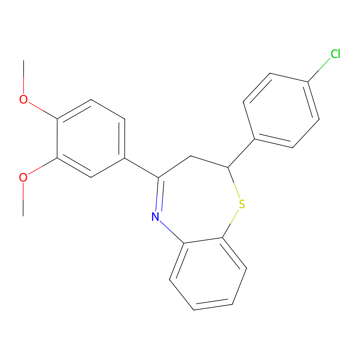 2-(4-Chlorophenyl)-4-(3,4-dimethoxyphenyl)-2,3-dihydro-1,5-benzothiazepine molecular structure, CAS 385786-05-0