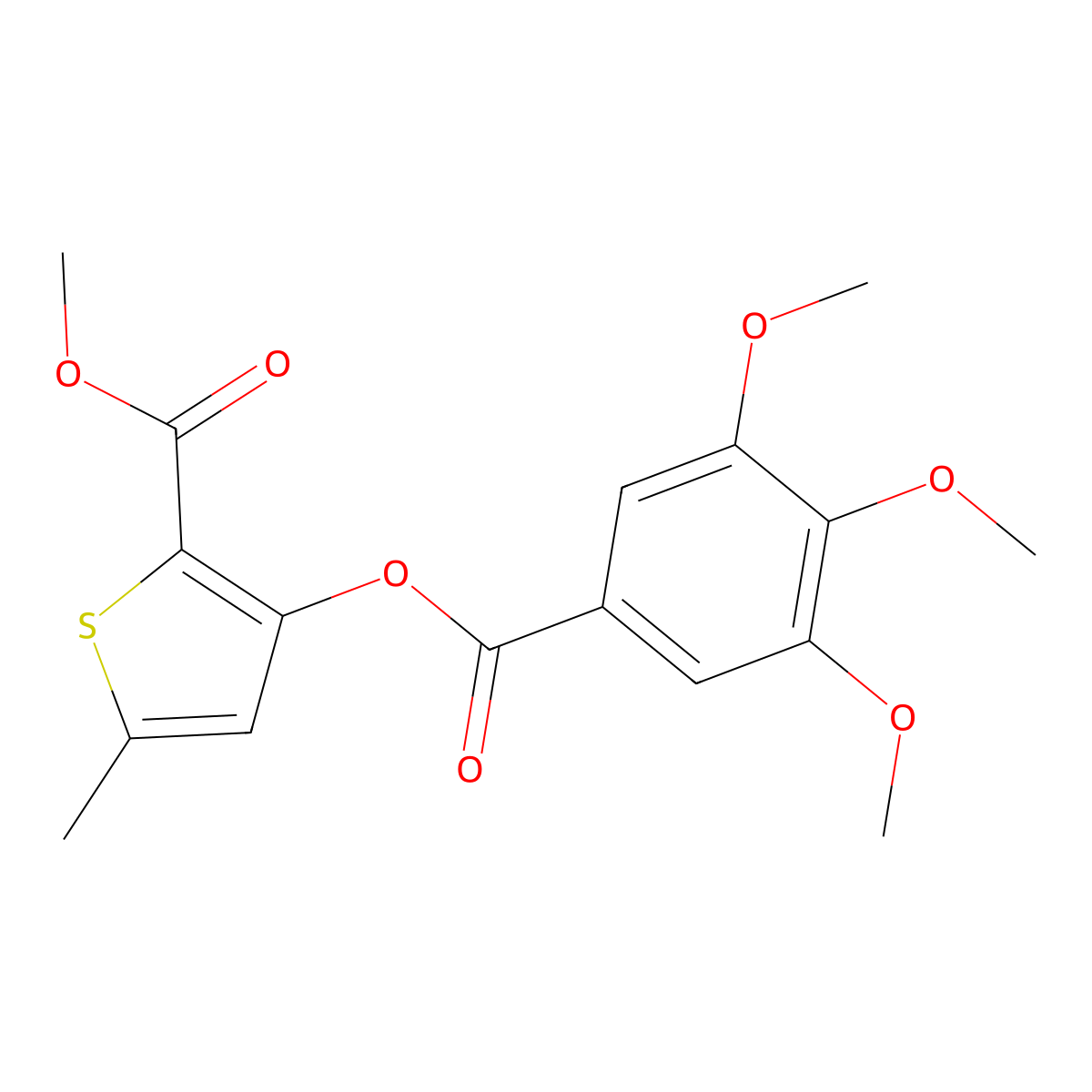 2-(Methoxycarbonyl)-5-methyl-3-thienyl 3,4,5-trimethoxybenzoate molecular structure, CAS 385786-06-1