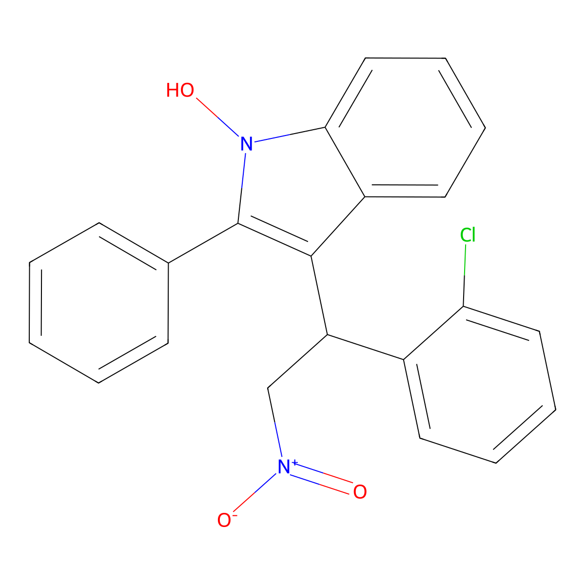 3-[1-(2-chlorophenyl)-2-nitroethyl]-2-phenyl-1H-indol-1-ol molecular structure, CAS 385786-14-1