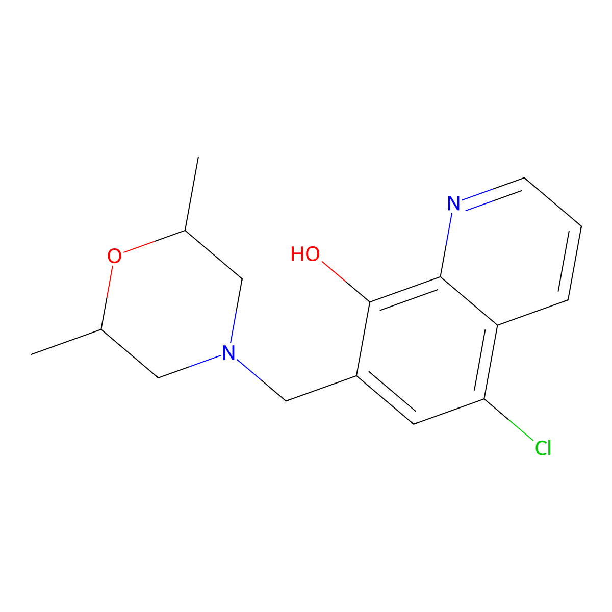 5-Chloro-7-[(2,6-dimethylmorpholin-4-yl)methyl]quinolin-8-ol molecular structure, CAS 385786-16-3