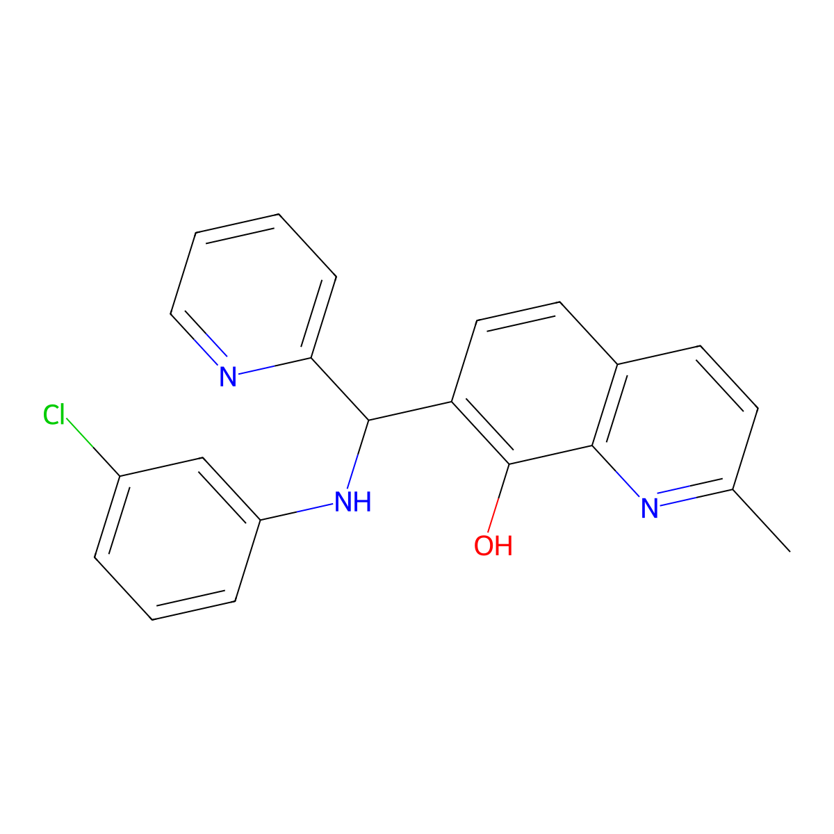 7-{[(3-Chlorophenyl)amino](pyridin-2-yl)methyl}-2-methylquinolin-8-ol molecular structure, CAS 385786-17-4
