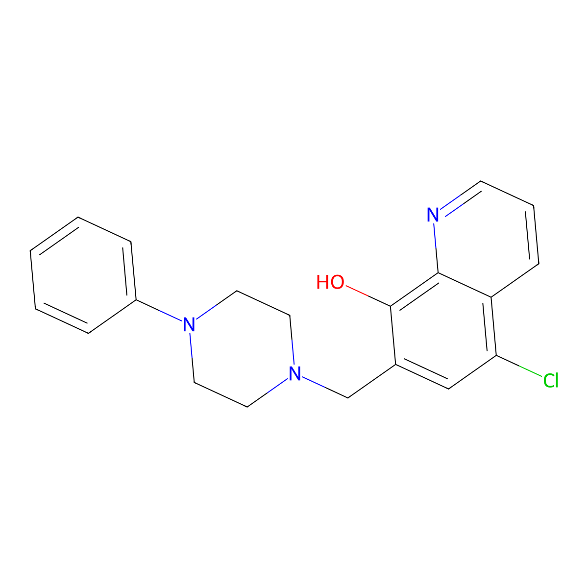 5-Chloro-7-[(4-phenylpiperazin-1-yl)methyl]quinolin-8-ol molecular structure, CAS 385786-24-3
