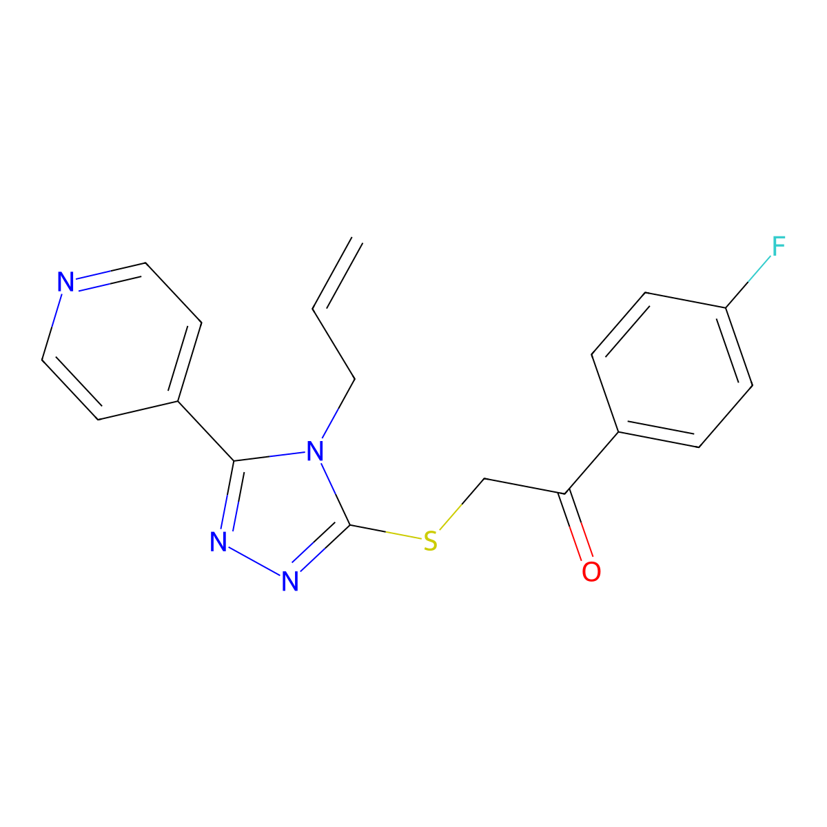2-{[4-allyl-5-(4-pyridinyl)-4H-1,2,4-triazol-3-yl]sulfanyl}-1-(4-fluorophenyl)ethanone molecular structure, CAS 385786-28-7