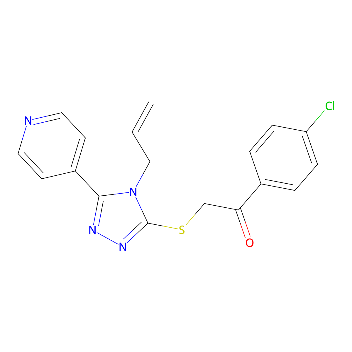 2-{[4-allyl-5-(4-pyridinyl)-4H-1,2,4-triazol-3-yl]sulfanyl}-1-(4-chlorophenyl)ethanone molecular structure, CAS 385786-29-8