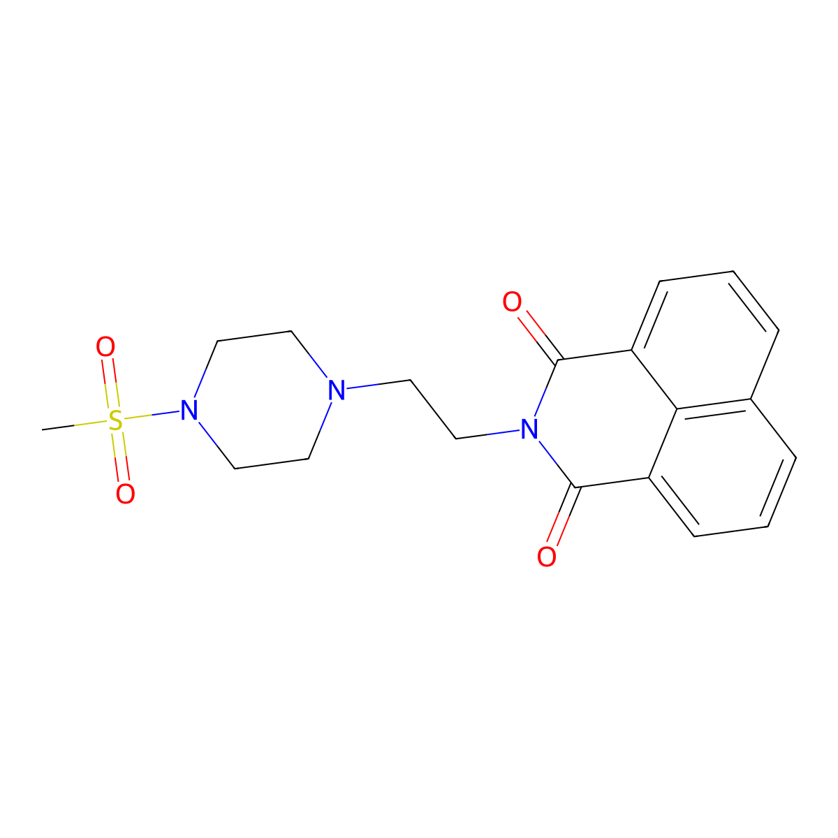 2-{2-[4-(methylsulfonyl)-1-piperazinyl]ethyl}-1H-benzo[de]isoquinoline-1,3(2H)-dione molecular structure, CAS 385786-30-1