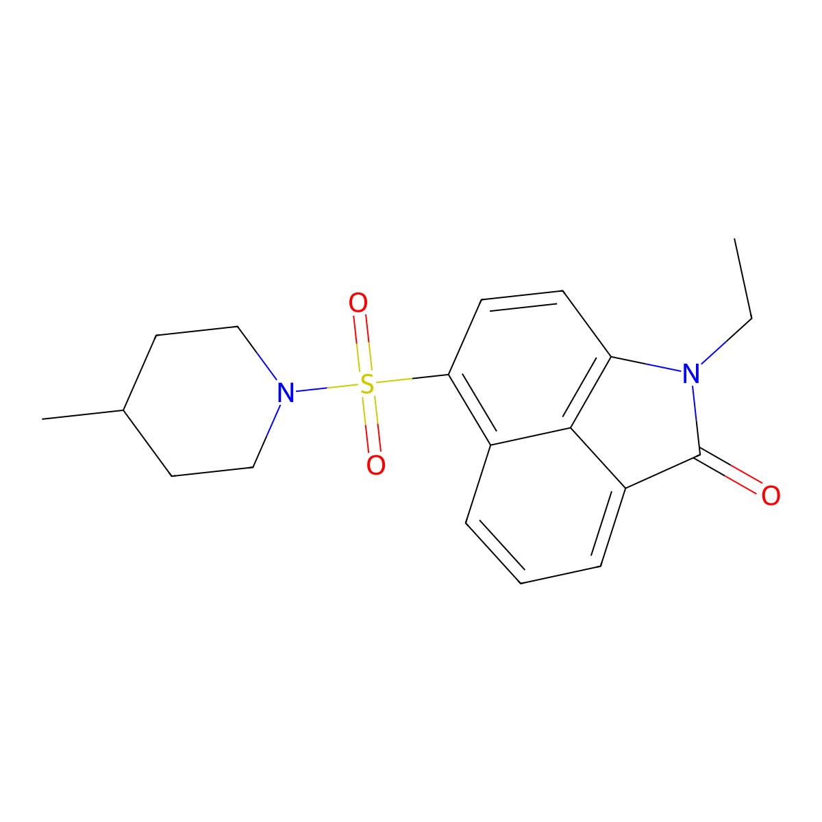 1-ethyl-6-((4-methylpiperidin-1-yl)sulfonyl)benzo[cd]indol-2(1H)-one molecular structure, CAS 385786-31-2