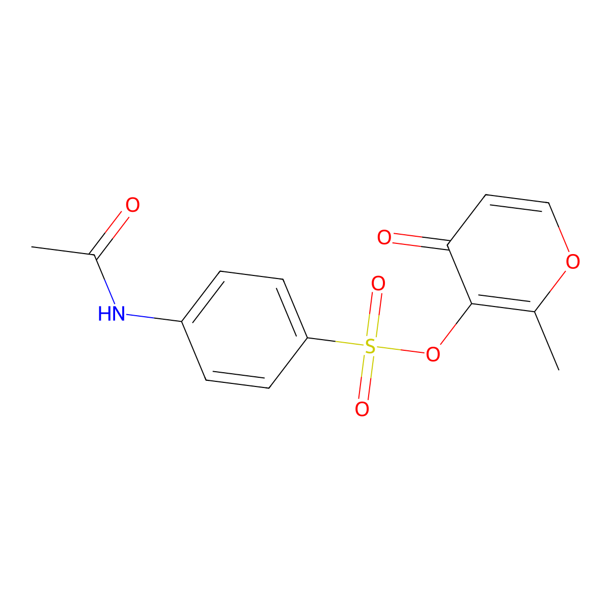 2-methyl-4-oxo-4H-pyran-3-yl 4-(acetylamino)benzenesulfonate molecular structure, CAS 385786-32-3