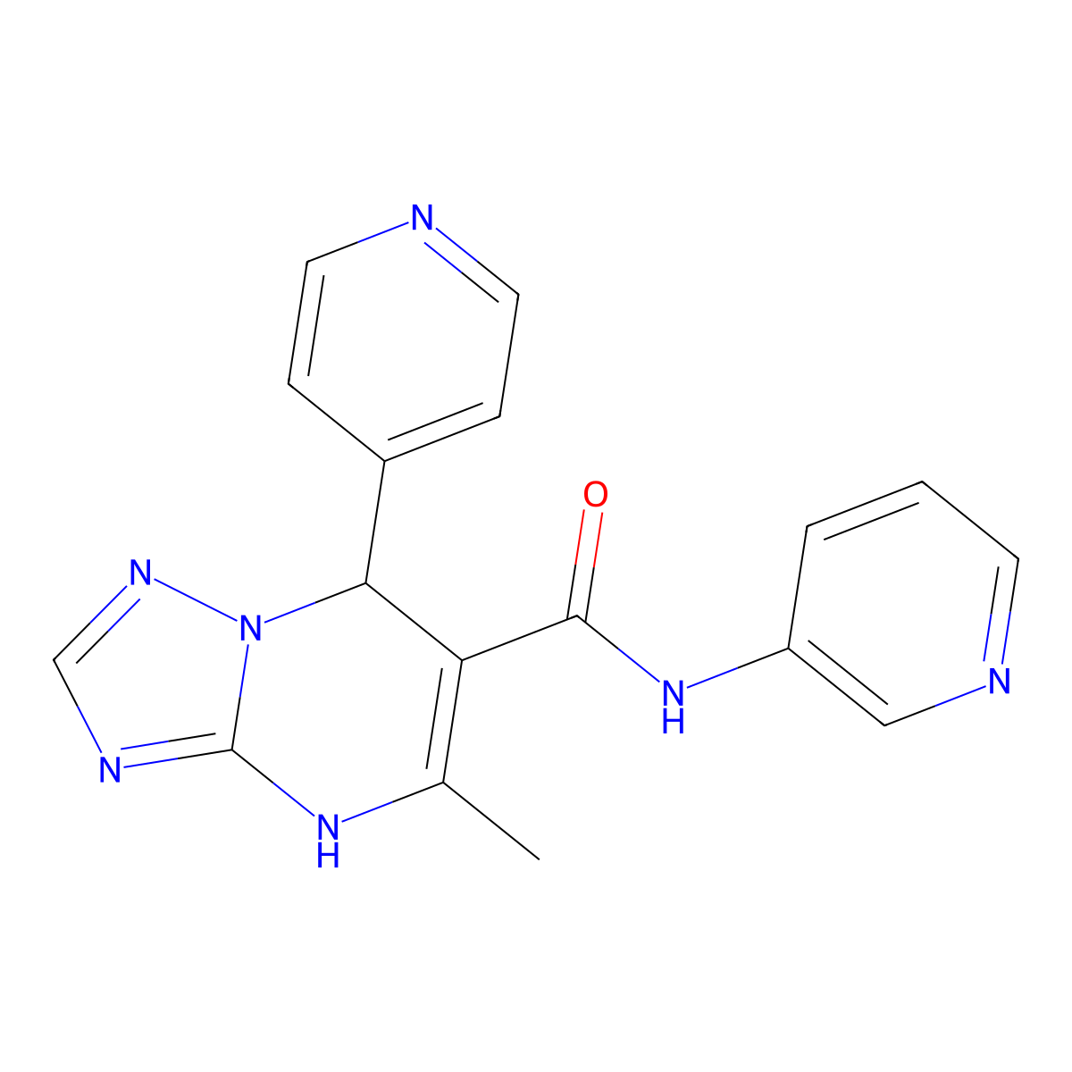 5-methyl-N-(pyridin-3-yl)-7-(pyridin-4-yl)-4,7-dihydro-[1,2,4]triazolo[1,5-a]pyrimidine-6-carboxamide molecular structure, CAS 385786-35-6