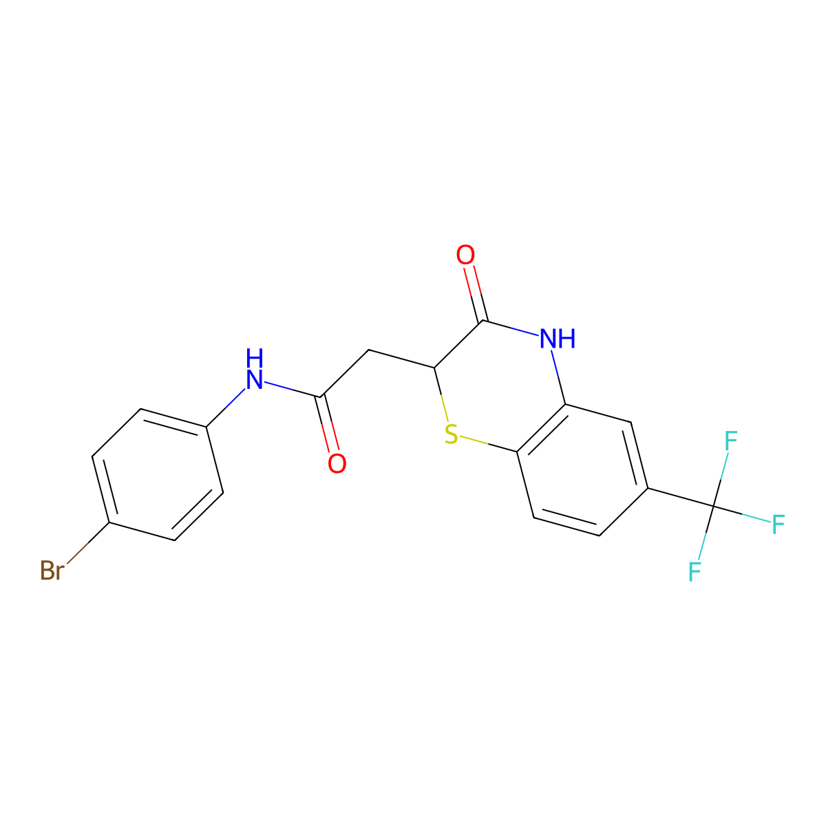 N-(4-bromophenyl)-2-[3-oxo-6-(trifluoromethyl)-3,4-dihydro-2H-1,4-benzothiazin-2-yl]acetamide molecular structure, CAS 385786-44-7