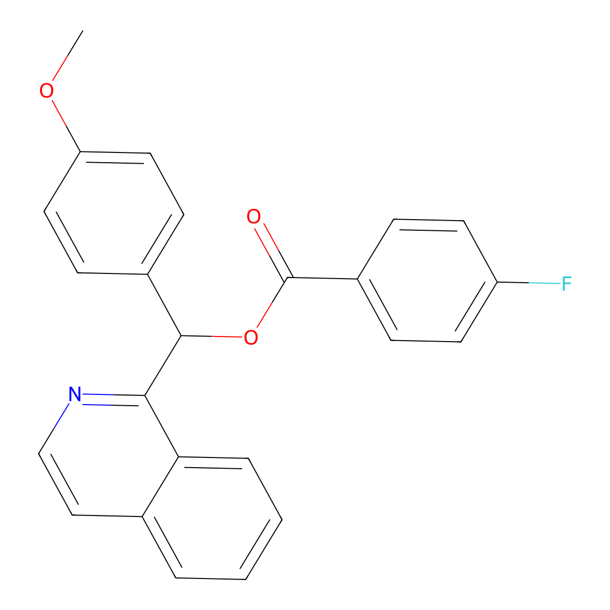 Isoquinolin-1-yl(4-methoxyphenyl)methyl 4-fluorobenzoate molecular structure, CAS 385786-45-8