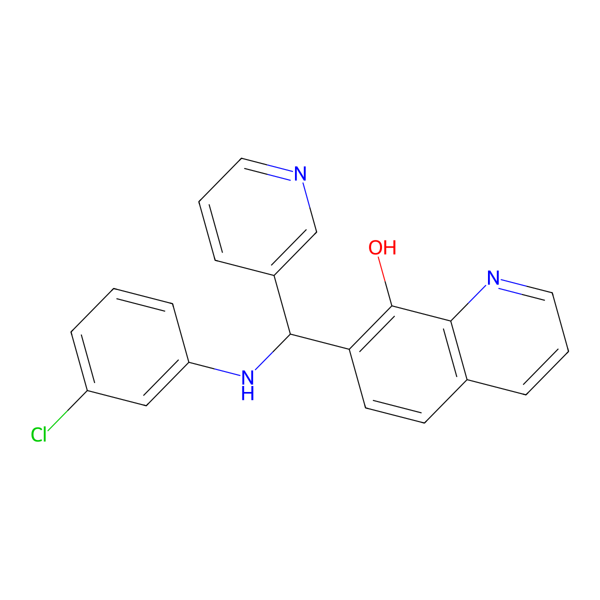 7-{[(3-Chlorophenyl)amino](pyridin-3-yl)methyl}quinolin-8-ol molecular structure, CAS 385786-49-2