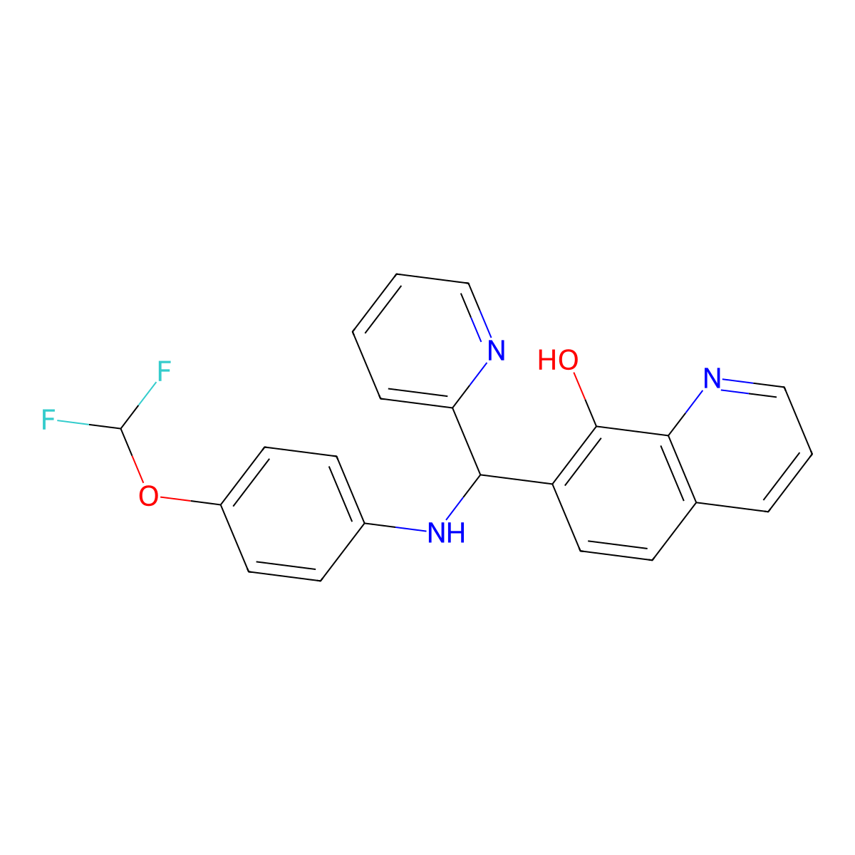 7-(((4-(Difluoromethoxy)phenyl)amino)(pyridin-2-yl)methyl)quinolin-8-ol molecular structure, CAS 385786-50-5