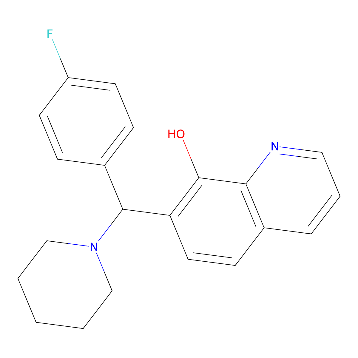 7-[(4-Fluorophenyl)(piperidin-1-yl)methyl]quinolin-8-ol molecular structure, CAS 385786-52-7
