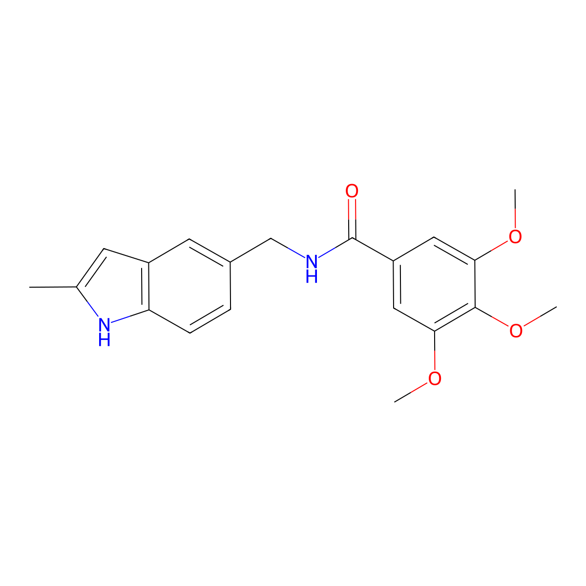 3,4,5-trimethoxy-N-[(2-methyl-1H-indol-5-yl)methyl]benzamide molecular structure, CAS 385786-56-1