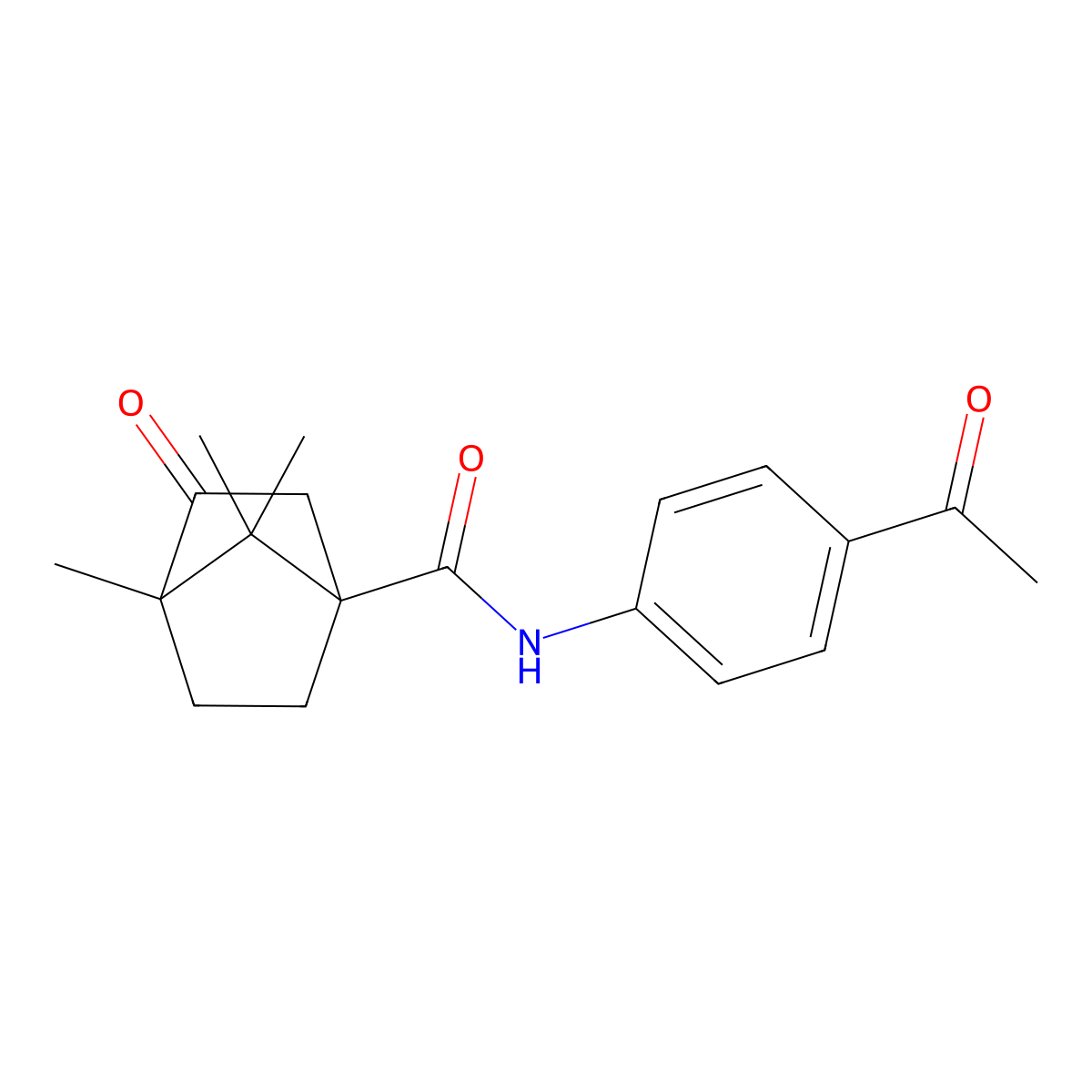 (1S,4S)-N-(4-acetylphenyl)-4,7,7-trimethyl-3-oxobicyclo[2.2.1]heptane-1-carboxamide molecular structure, CAS 385786-76-5