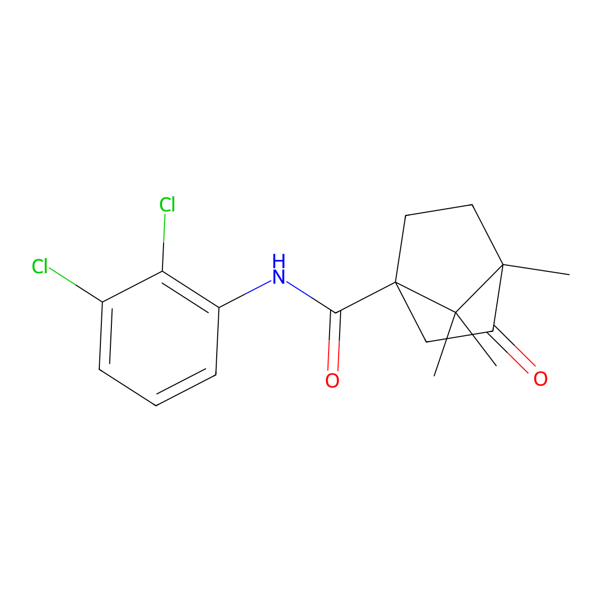 N-(2,3-dichlorophenyl)-1,7,7-trimethyl-2-oxobicyclo[2.2.1]heptane-4-carboxamide molecular structure, CAS 385786-81-2