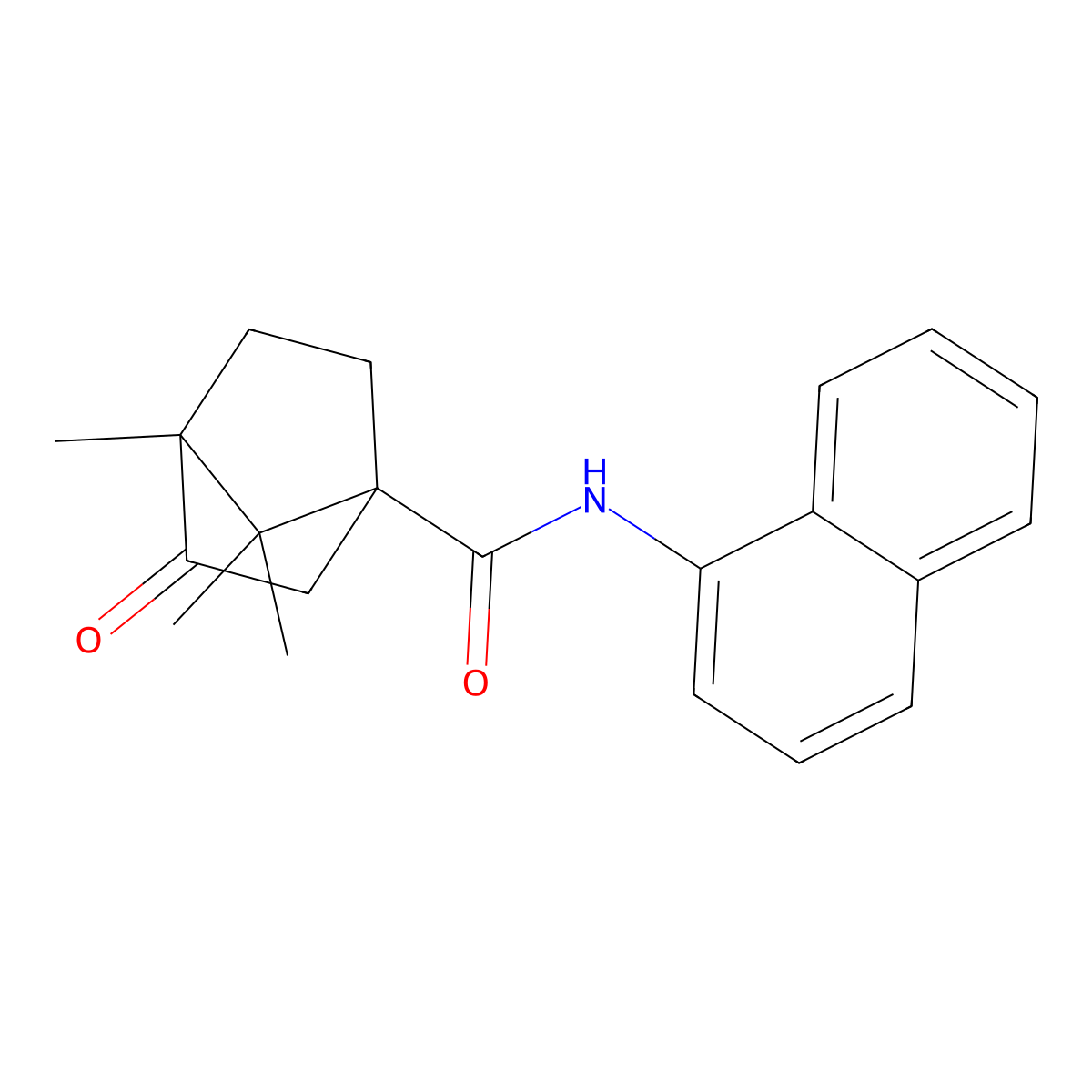 1,7,7-trimethyl-N-naphthalen-1-yl-2-oxobicyclo[2.2.1]heptane-4-carboxamide molecular structure, CAS 385786-89-0