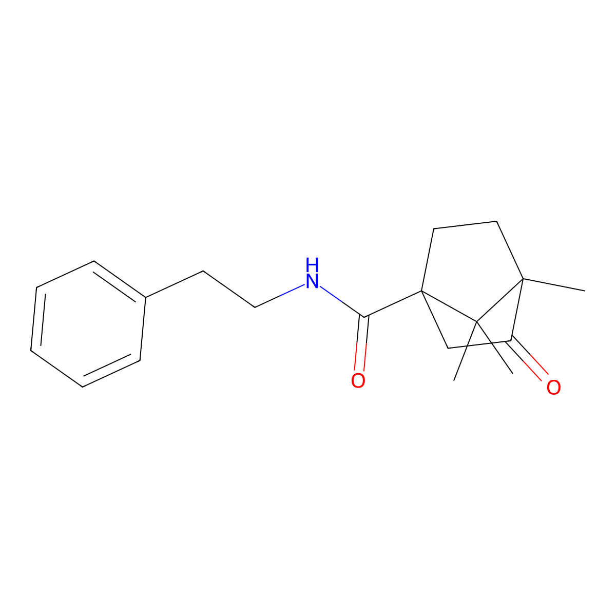 4,7,7-trimethyl-3-oxo-N-(2-phenylethyl)bicyclo[2.2.1]heptane-1-carboxamide molecular structure, CAS 385786-97-0