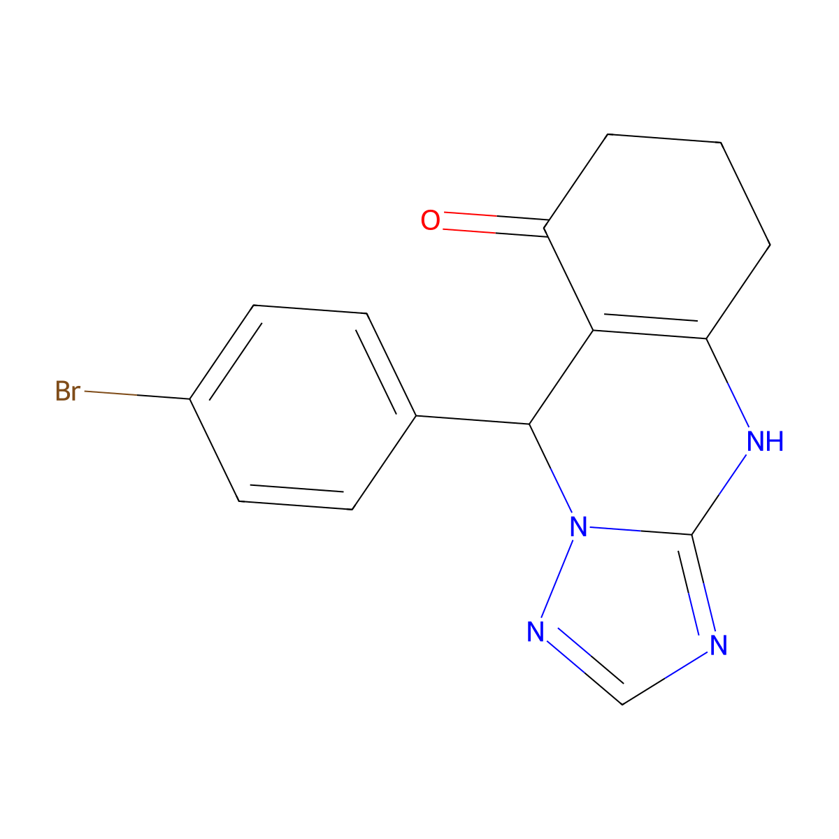 9-(4-bromophenyl)-5,6,7,9-tetrahydro-[1,2,4]triazolo[5,1-b]quinazolin-8(4H)-one molecular structure, CAS 385787-35-9