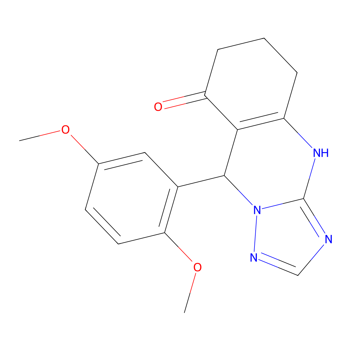 9-(2,5-dimethoxyphenyl)-5,6,7,9-tetrahydro-[1,2,4]triazolo[5,1-b]quinazolin-8(4H)-one molecular structure, CAS 385787-46-2