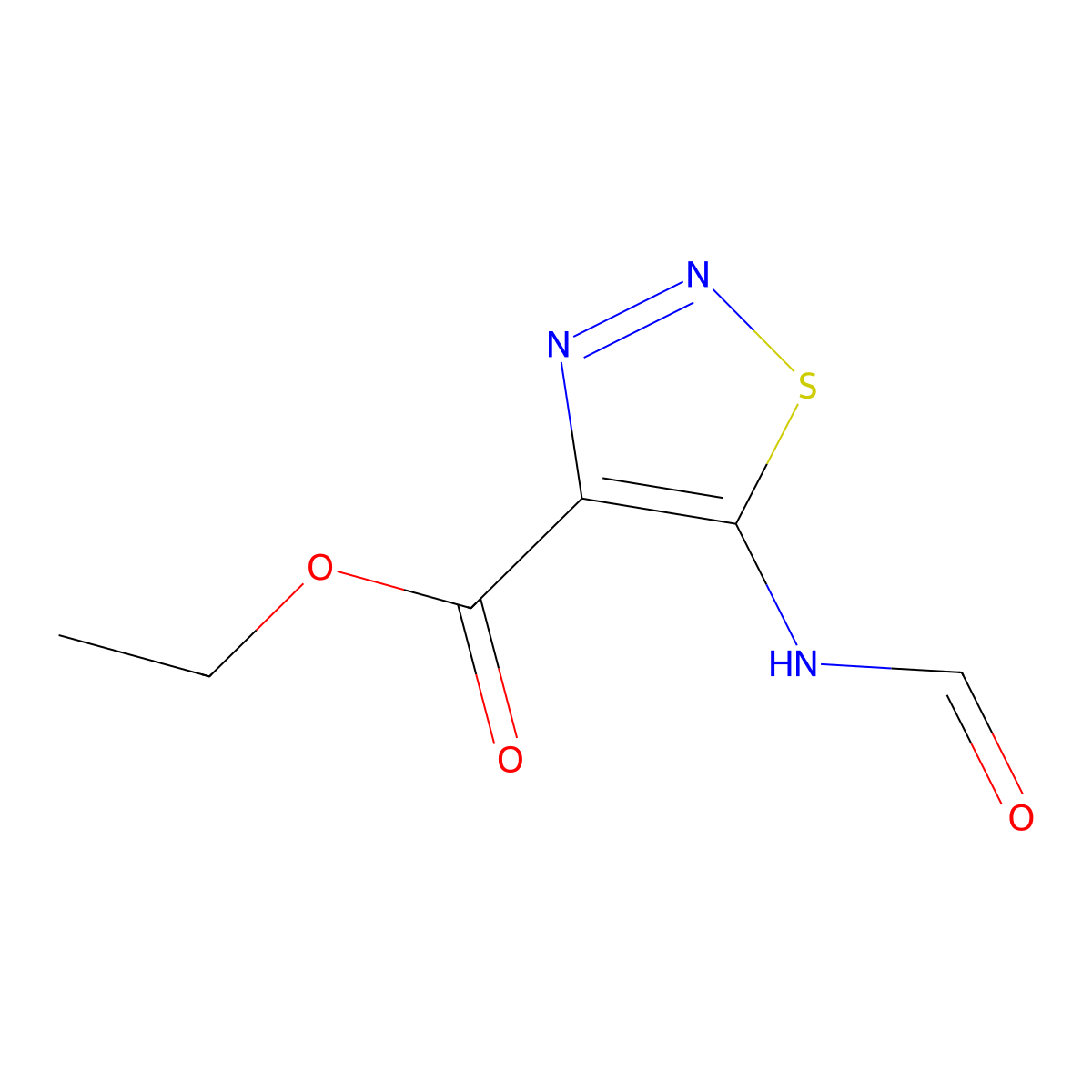 Ethyl 5-formamido-1,2,3-thiadiazole-4-carboxylate molecular structure, CAS 385796-00-9