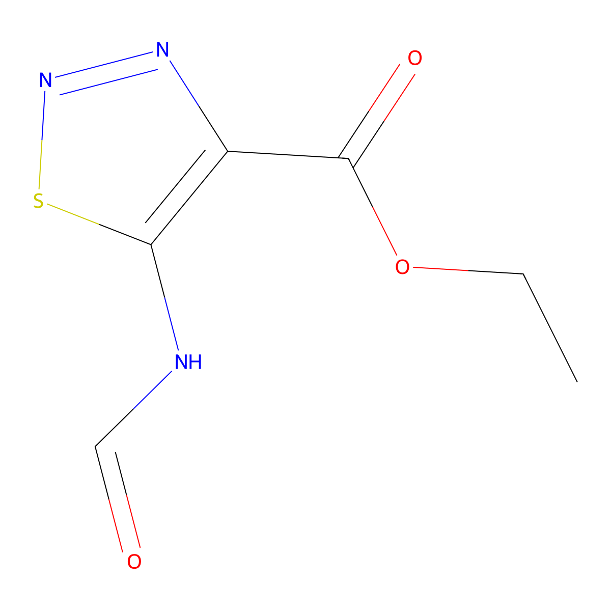 Ethyl 5-formamido-1,2,3-thiadiazole-4-carboxylate molecular structure, CAS 385796-00-9