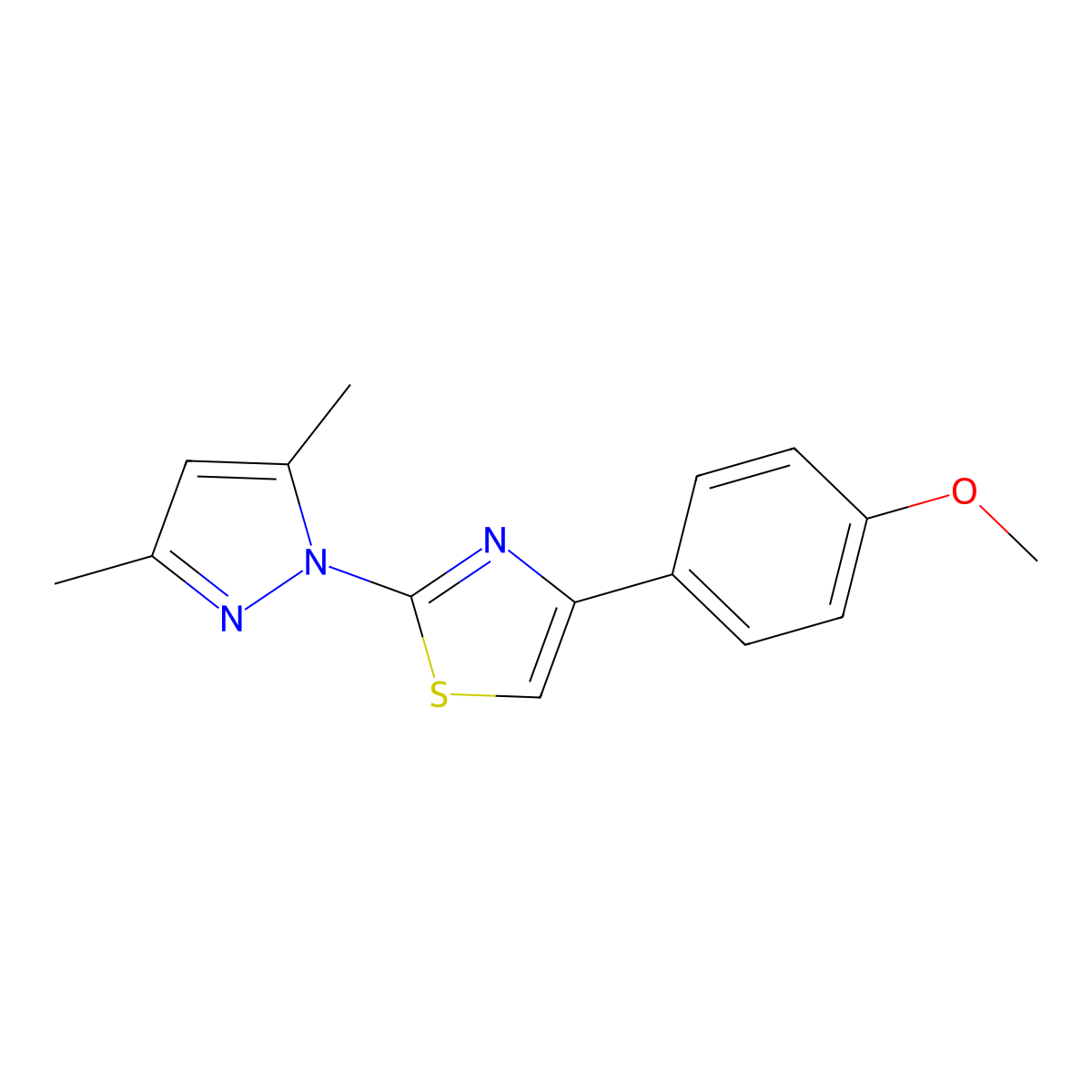 2-(3,5-dimethyl-1H-pyrazol-1-yl)-4-(4-methoxyphenyl)-1,3-thiazole molecular structure, CAS 385796-45-2