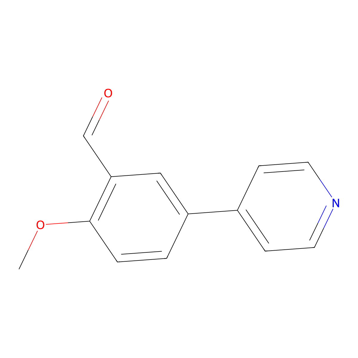 2-Methoxy-5-(pyridin-4-yl)benzaldehyde molecular structure, CAS 385802-40-4