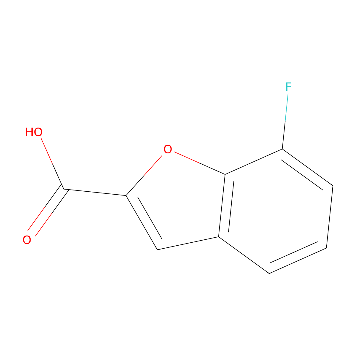 7-Fluoro-1-benzofuran-2-carboxylic acid molecular structure, CAS 385808-59-3