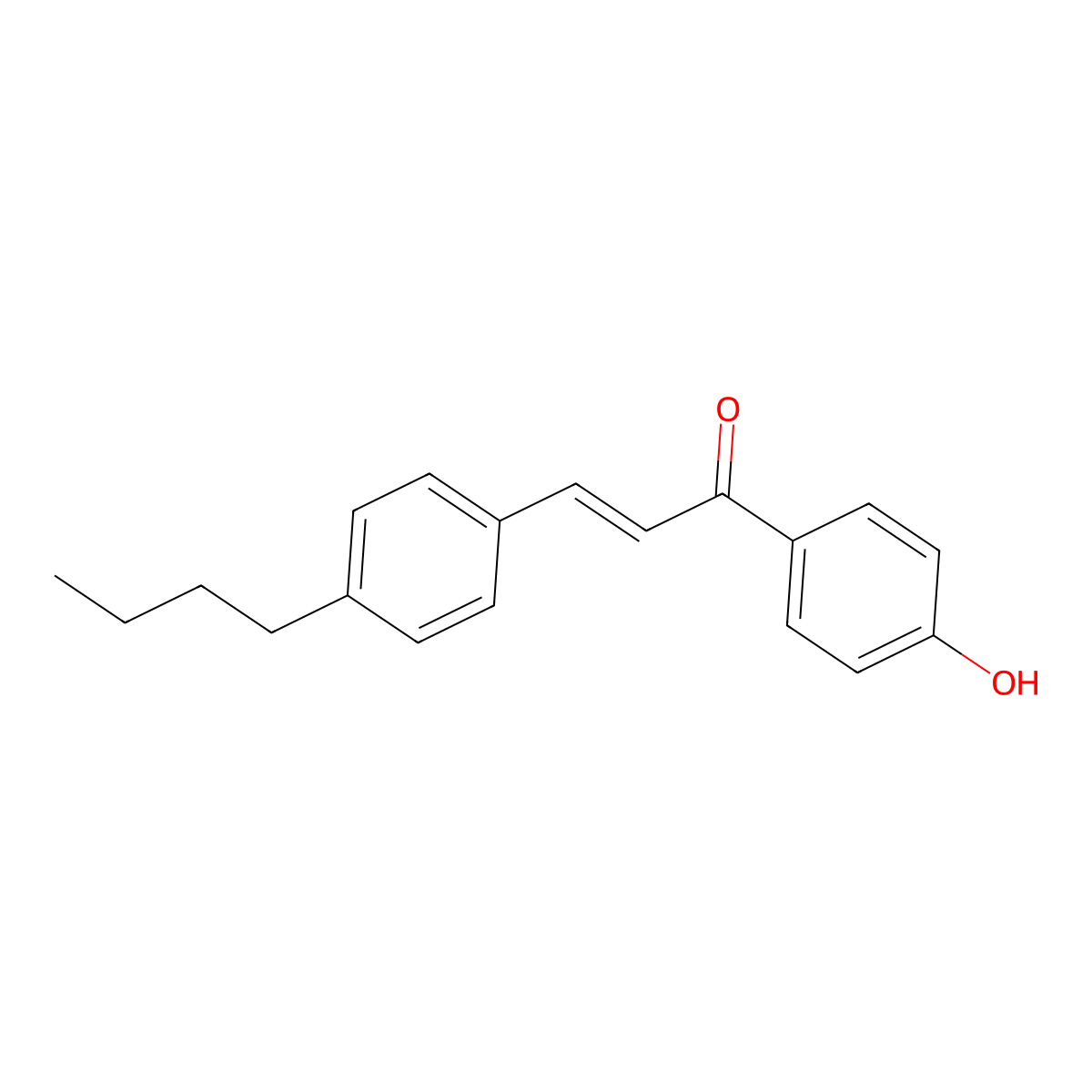 3-(4-Butylphenyl)-1-(4-hydroxyphenyl)prop-2-en-1-one molecular structure, CAS 385810-21-9