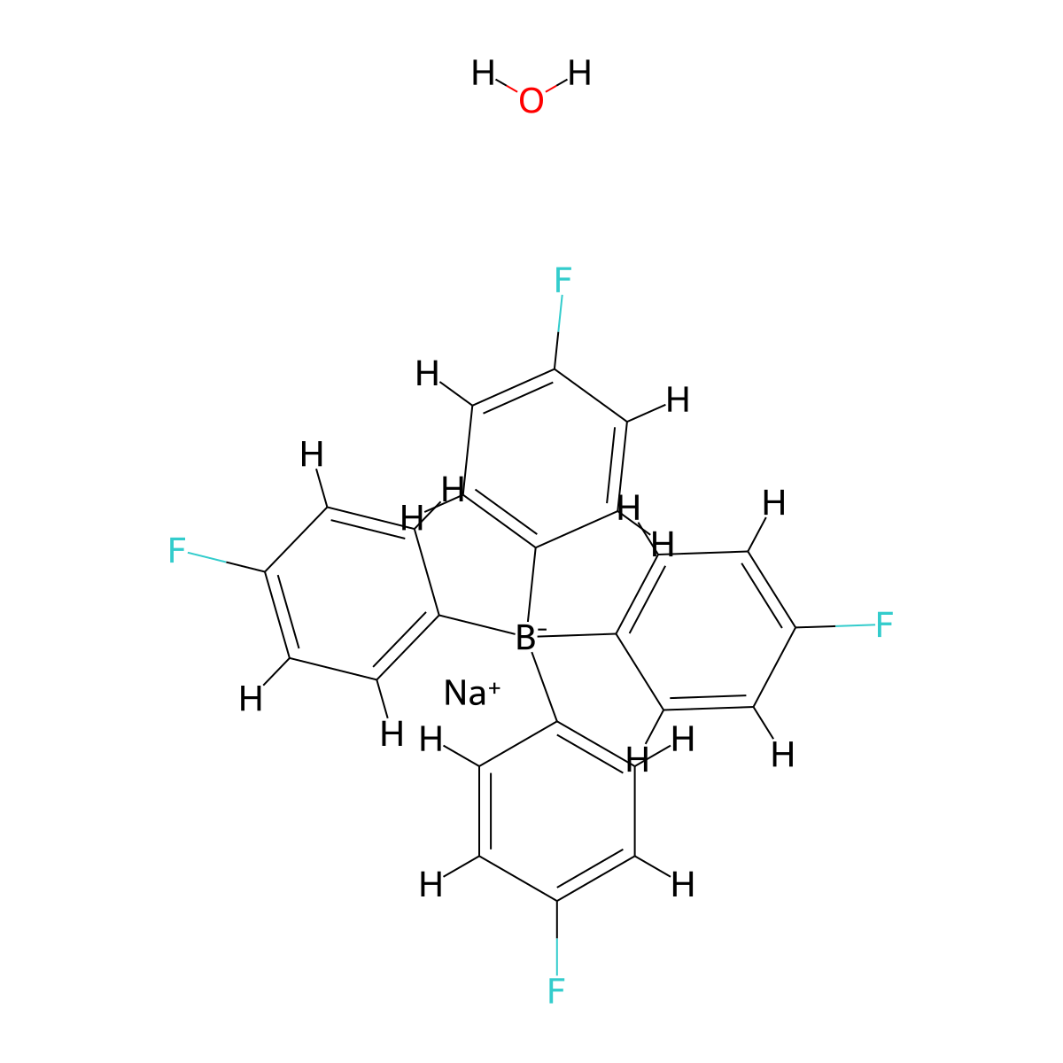 Sodium tetrakis(4-fluorophenyl)borate hydrate molecular structure, CAS 385812-51-1