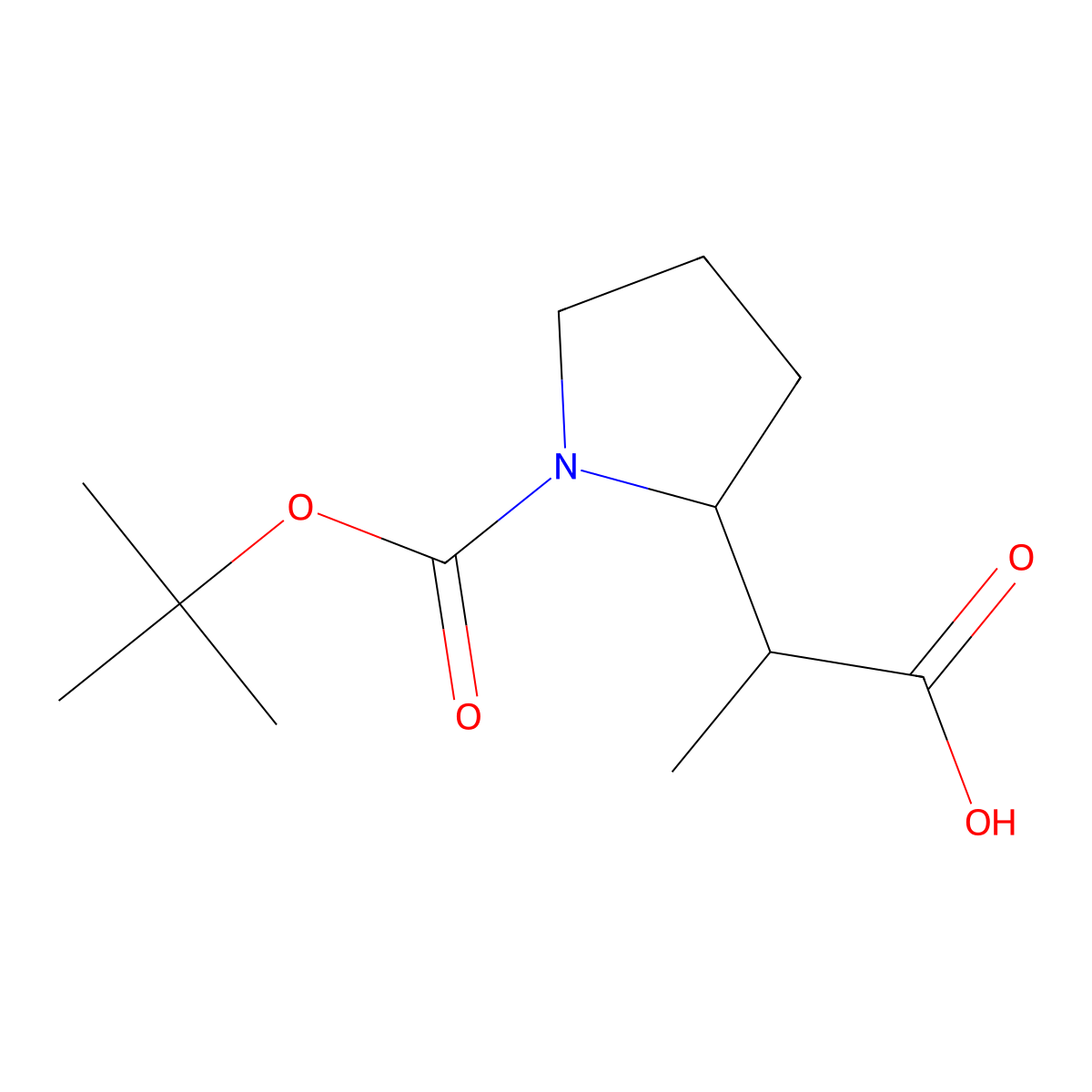 (2S)-2-[(2S)-1-Tert-butoxycarbonylpyrrolidin-2-YL]propanoic acid molecular structure, CAS 385820-18-8
