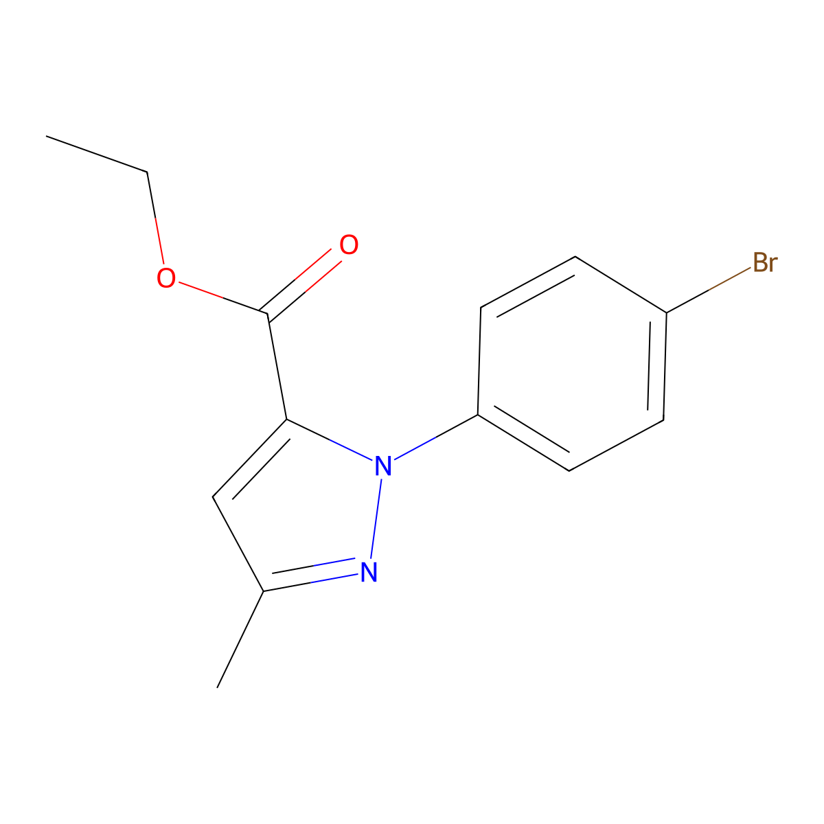 Ethyl 1-(4-bromophenyl)-3-methyl-1H-pyrazole-5-carboxylate molecular structure, CAS 385831-39-0