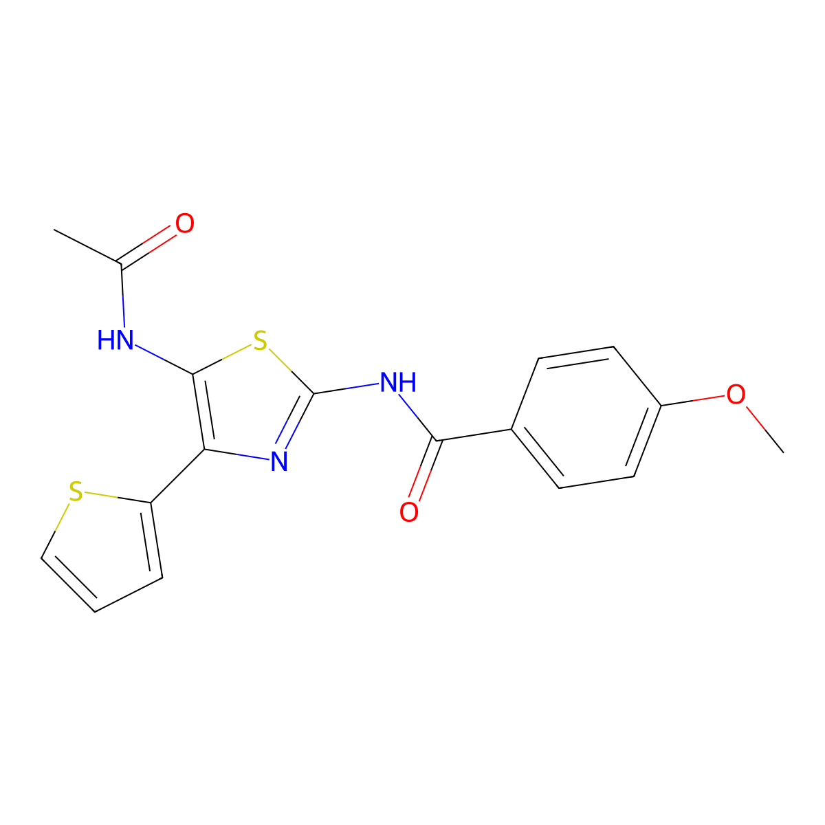 N-(5-Acetylamino-4-thiophen-2-yl-thiazol-2-yl)-4-methoxy-benzamide molecular structure, CAS 385832-08-6