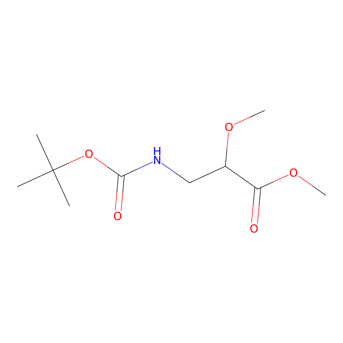 (R)-Methyl 3-((tert-butoxycarbonyl)amino)-2-methoxypropanoate molecular structure, CAS 385837-06-9