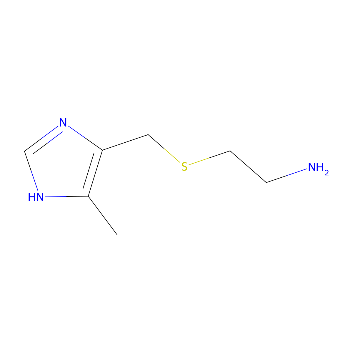 4-(((2-Aminoethyl)thio)methyl)-5-methylimidazole molecular structure, CAS 38585-67-0