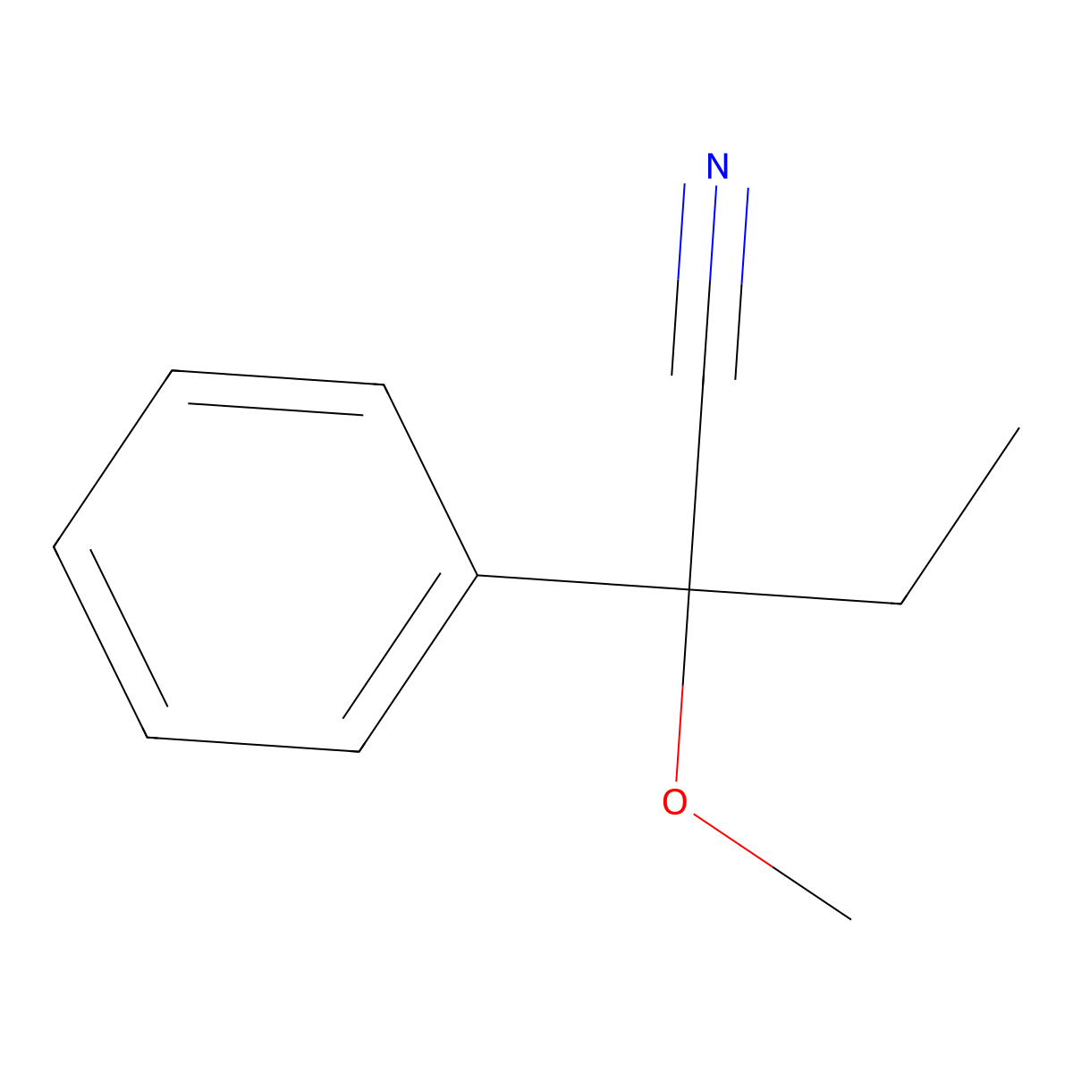 2-Methoxy-2-phenylbutanenitrile molecular structure, CAS 38585-93-2